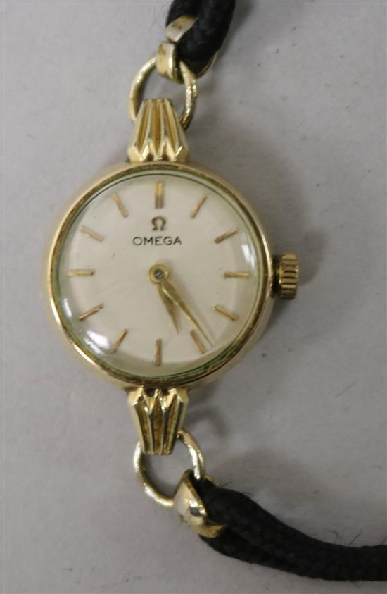 A ladys gold plated Omega manual wind wrist watch